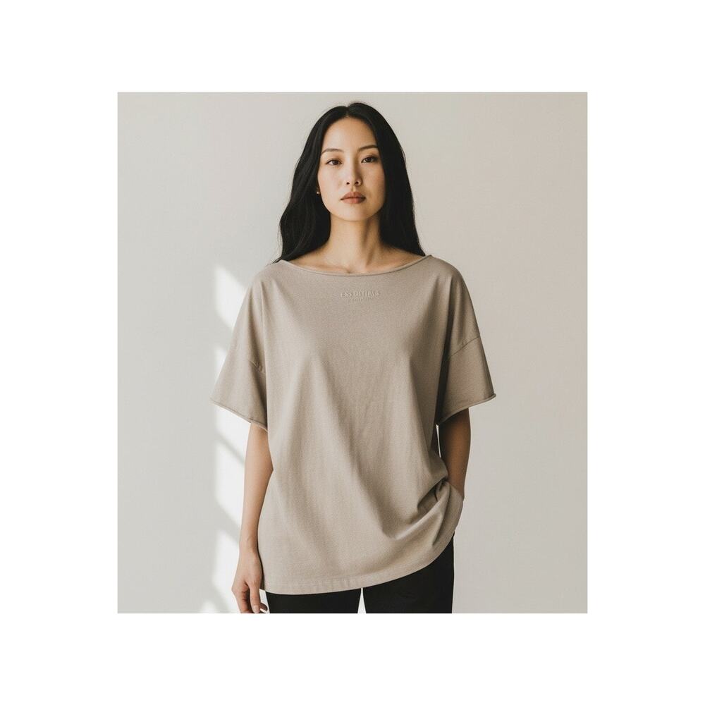 Fear of God Essentials Oversized Tee‎ 0S Casual Streetwear Slouchy Boxy Tan Gray
